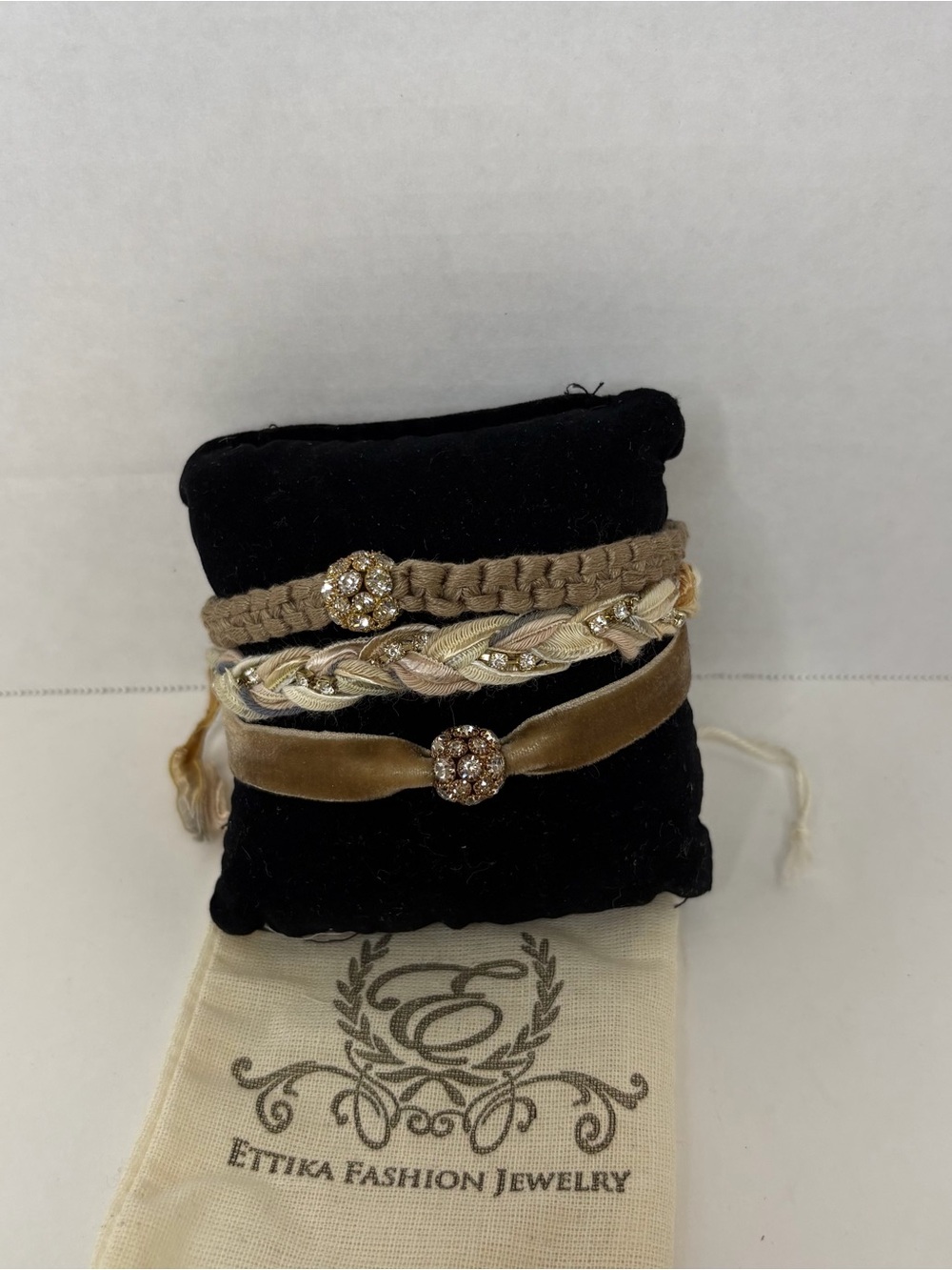 Ettika Beige & Gold Braided Bracelet Set